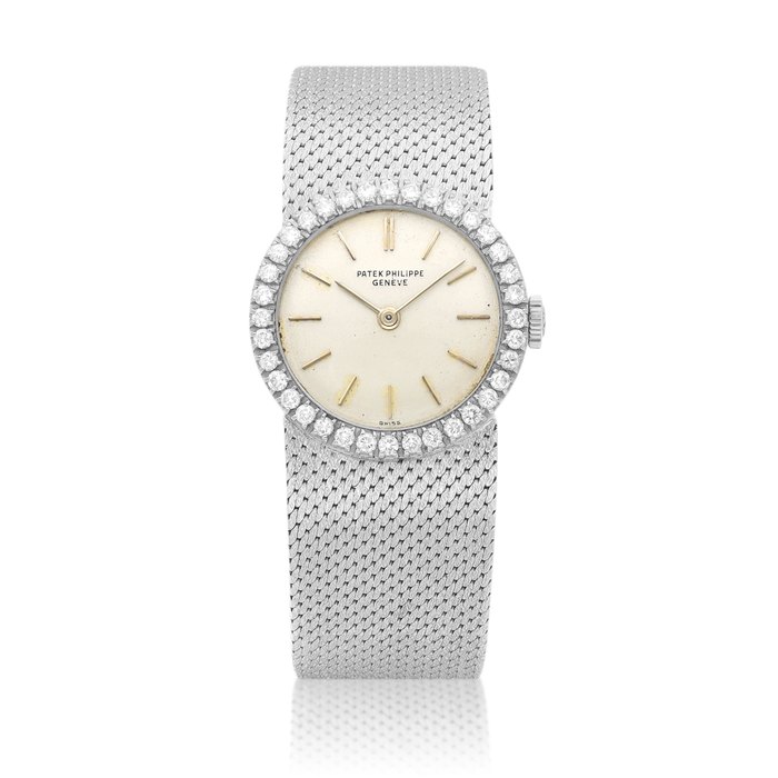 Patek Philippe Reference 3276 | A white gold and diamond-set bracelet watch, Circa 1970 | 百達翡麗 | 型號3276 | 白金鑲鑽石鏈帶腕錶，約1970年製 · 3276