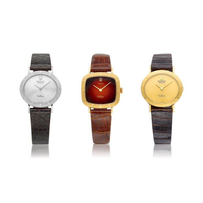 Rolex Cellini | A set of three yellow gold and white gold wristwatches, Circa 1976  |  勞力士  |  Cellini  |  一套三件黃金及白金腕錶，約1976年製