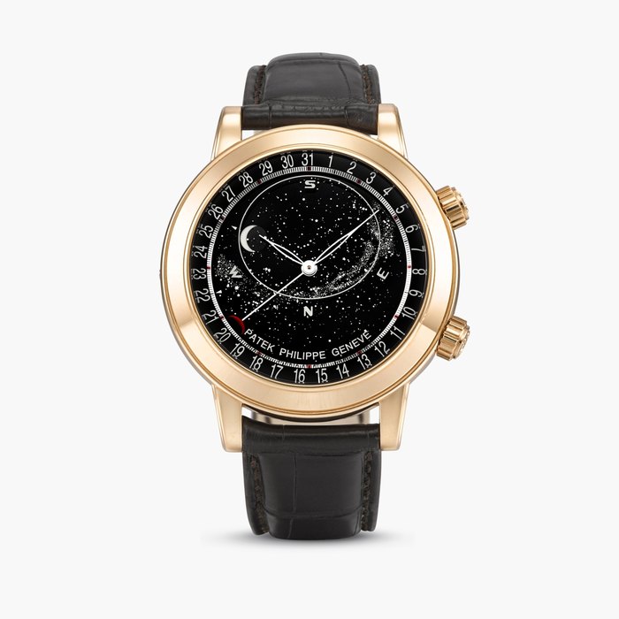 Patek Philippe Celestial, Reference 6102 | A pink gold astronomical wristwatch with date, sky chart, phases and position of the Moon and time of Meridian passage of Sirius and the Moon, Circa 2023 · 6102