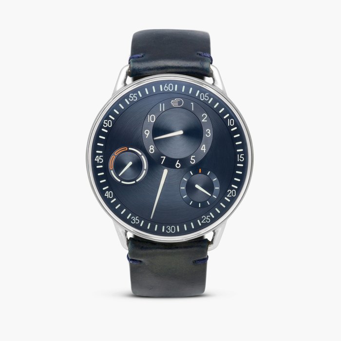 Ressence Type 1 Round “Night Blue” | A titanium wristwatch with rotating dial and day indication, Circa 2021