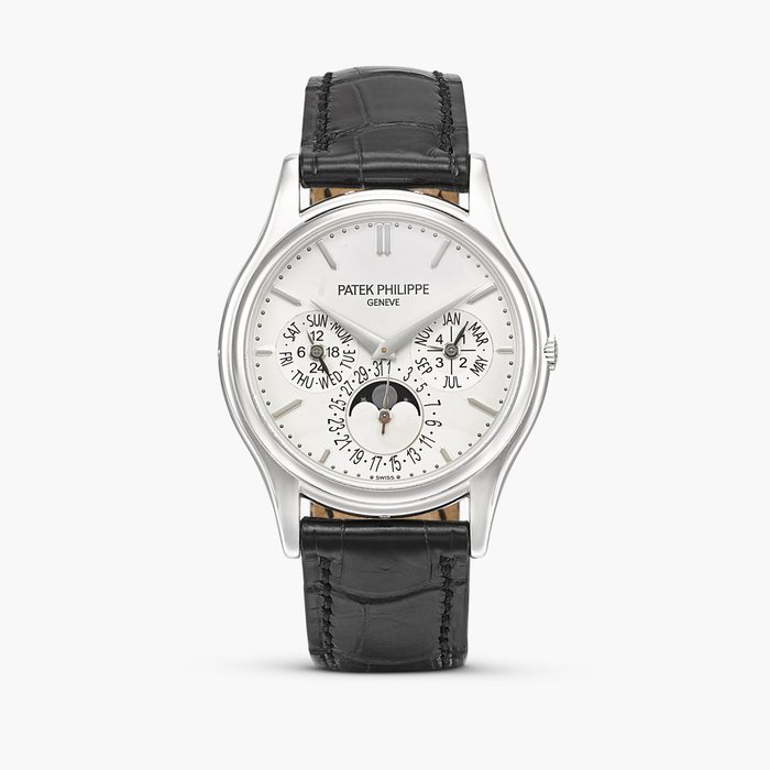 Patek Philippe Reference 5140 | A white gold perpetual calendar wristwatch with moon phases, 24 hours and leap year indication, Circa 2006 · 5140