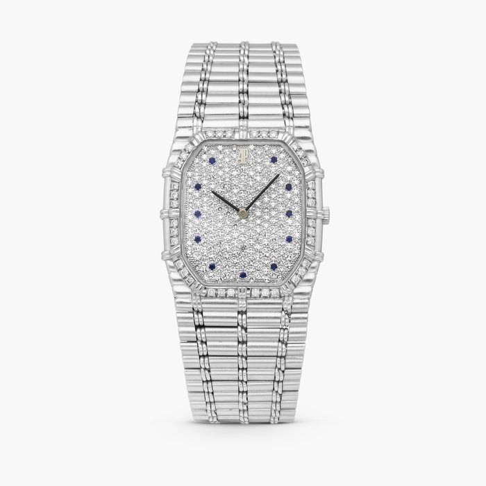 Audemars Piguet "Bamboo" | A white gold, diamond and sapphire-set bracelet watch, Circa 1995