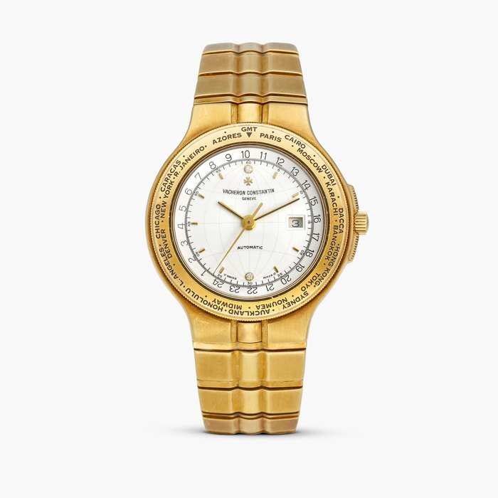 Vacheron Constantin Phidias World Time, Reference 48200/967J-4 | A yellow gold and diamond-set world time bracelet watch with date, Circa 1995 · 48200/967J-4