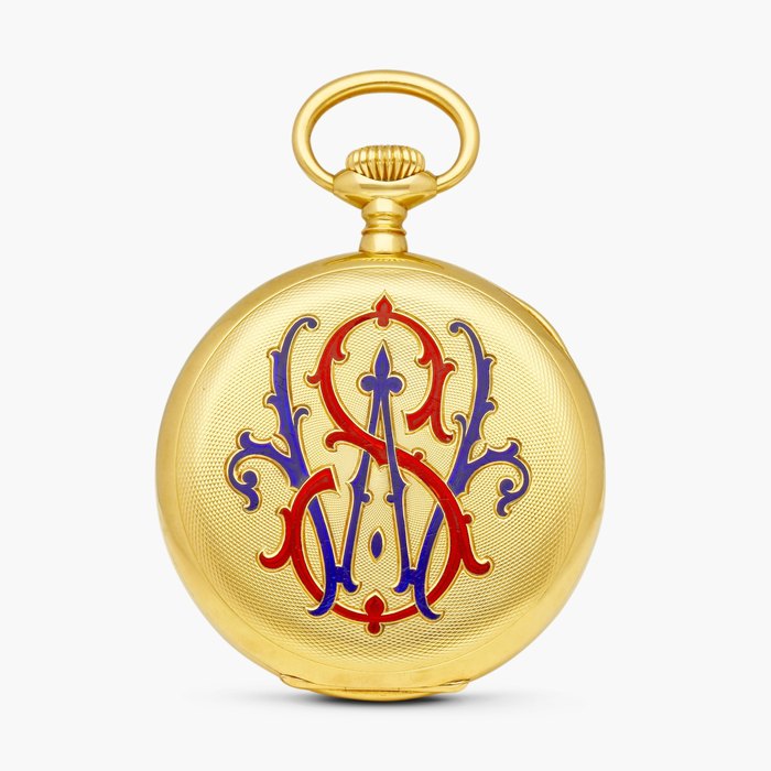 Patek Philippe & Cie A yellow gold openface keyless lever watch with enamel dial, Retailed by Gondolo & Labouriau, Circa 1891