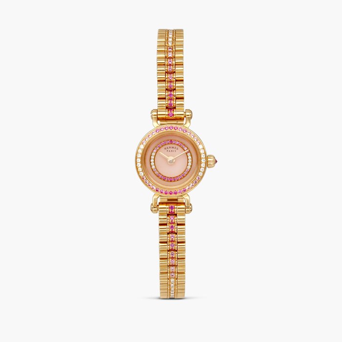 Hermès Faubourg, Reference FG4.174 | A pink gold, diamond and pink sapphire-set bracelet watch with mother-of-pearl dial, Circa 2023 · FG4.174