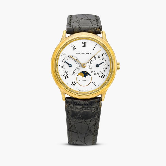 Audemars Piguet Reference 25589BA | A yellow gold wristwatch with day, date, and moon phases, Circa 1990 · 25589BA