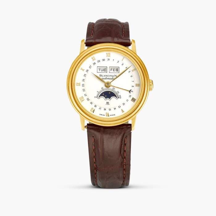 Blancpain Villeret, Reference 6553-1418-53 | A yellow gold triple calendar wristwatch with moon phases, Circa 2008 · 6553-1418-53