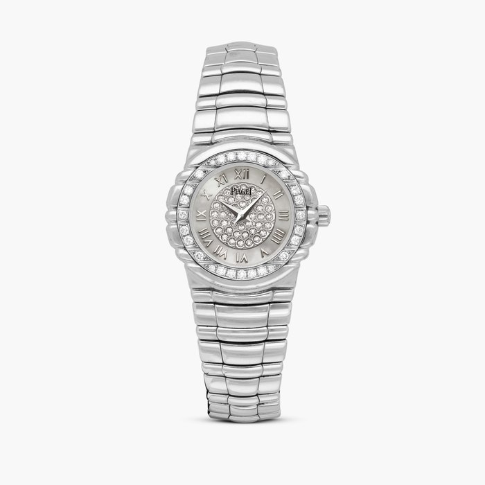 Piaget Tanagra, Reference 45033 | A white gold and diamond-set bracelet watch with mother-of-pearl dial, Circa 1997