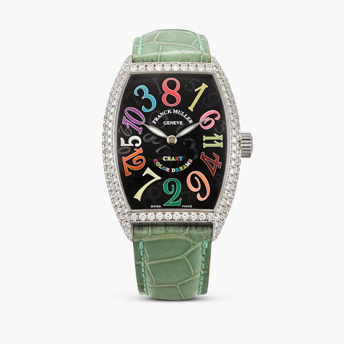 Franck Muller Crazy Hours Color Dreams, Reference 7851 CH D | A white gold and diamond-set wristwatch with jumping hour hand, Circa 2010 · 7851