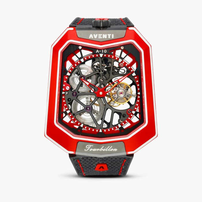 Aventi Rosso Red, Reference A10-01 | A red Cerakote-coated titanium skeletonised tourbillon watch, Circa 2020 · A10-01