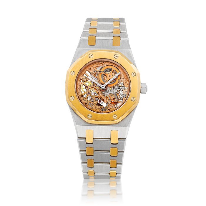 Audemars Piguet Royal Oak, Reference 14794PR | A limited edition platinum, pink gold and diamond-set skeletonised bracelet watch, Circa 1999 | 愛彼 | 皇家橡樹系列 型號14794PR | 限量版鉑金及粉紅金鑲鑽石鏤空鏈帶腕錶，約1999年製 · 14794PR