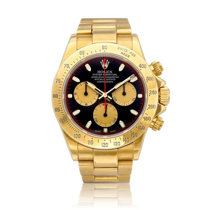 Rolex Cosmograph Daytona, Reference 116528 | A yellow gold chronograph wristwatch with bracelet, Circa 2000 | 勞力士 | Cosmograph Daytona 型號116528 | 黃金計時鏈帶腕錶，約2000年製 · 116528