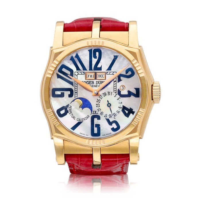 Roger Dubuis Sympathie, Reference SY43 1439 5 | A limited edition pink gold perpetual calendar wristwatch with moon phases, leap year indication and mother-of-pearl dial, Circa 2005 | 羅傑杜彼 | Sympathie 型號SY43 1439 5 | 限量版粉紅金萬年曆腕錶，備月相、閏年顯示及珠母貝錶盤，約2005年製 · SY43