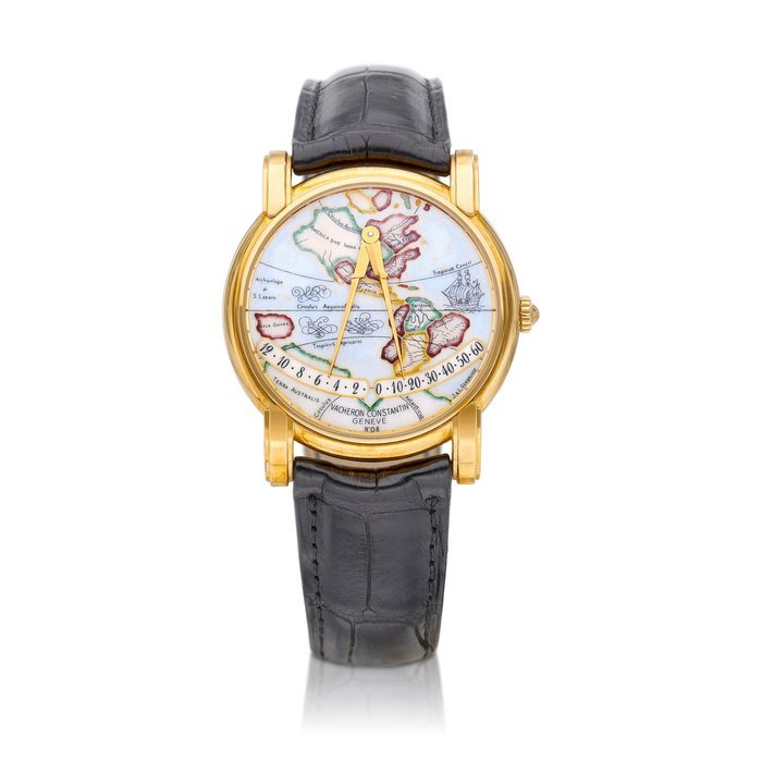 Vacheron Constantin Mercator, Reference 43050 | A yellow gold retrograde wristwatch with champlevé enamel dial, Circa 2000 | 江詩丹頓 | Mercator 型號43050 | 黃金逆跳腕錶，備內填琺瑯錶盤，約2000年製 · 43050