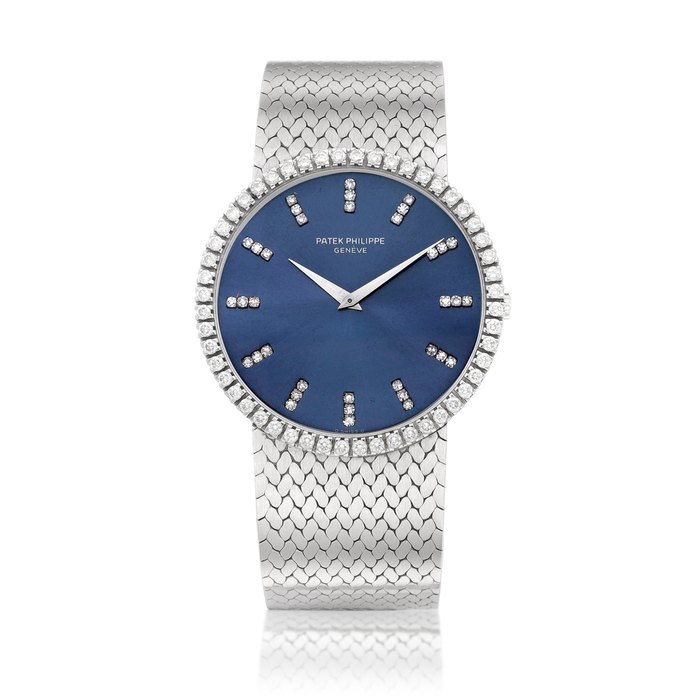 Patek Philippe Reference 3588 | A white gold and diamond-set bracelet watch, Circa 1970 | 百達翡麗 | 型號3588 | 白金鑲鑽石鏈帶腕錶，約1970年製 · 3588