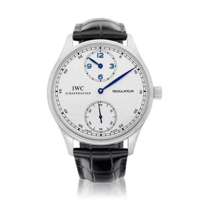 IWC Portuguese Regulateur, Reference IW5444-01 | A stainless steel wristwatch with regulator dial, Circa 2009 | 萬國 | 葡萄牙系列三針一線 型號IW5444-01 | 精鋼腕錶，備三針一線錶盤，約2009年製 · IW5444-01