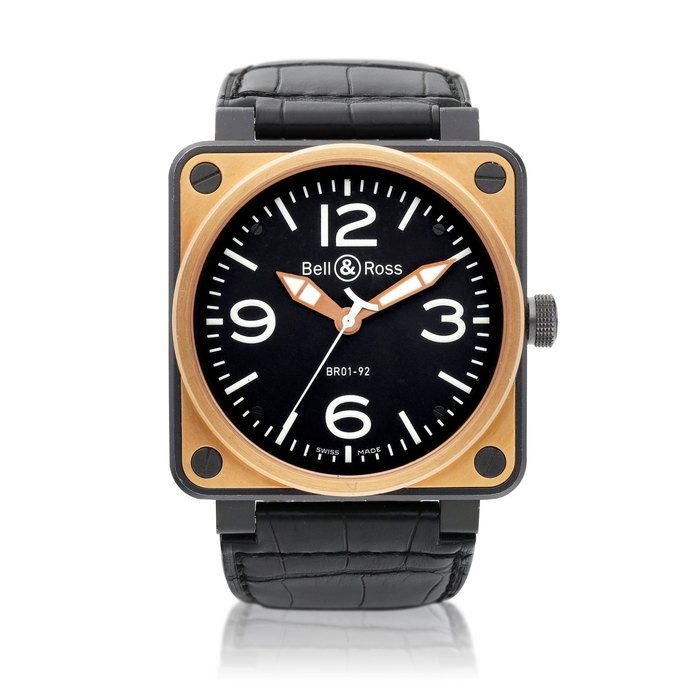 Bell & Ross Reference BR01-92 | A pink gold and PVD-coated stainless steel wristwatch, Circa 2013 | 型號BR01-92 | 粉紅金及PVD塗層處理腕錶，約2013年製 · BR01-92