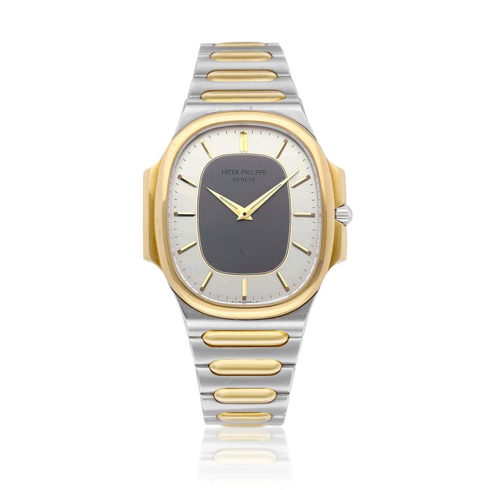 Patek Philippe 'Nautellipse', Reference 3770 | A yellow gold and stainless steel bracelet watch, Circa 1981 | 百達翡麗 | 'Nautellipse' 型號3770 | 黃金及精鋼鏈帶腕錶，約1981年製 · 3770