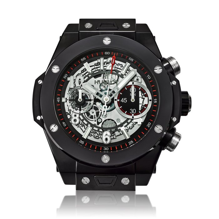 Hublot Big Bang Unico, Reference WALL0040L_UNICO | A blackened metal work semi-skeletonised wall clock, Circa 2019 | 宇舶 | Big Bang Unico 型號WALL0040L_UNICO | 黑色金屬製半鏤空掛牆鐘，約2019年製 · WALL0040L