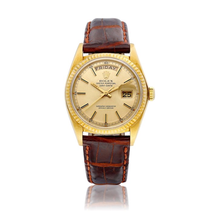 Rolex Day-Date, Reference 1803 | A yellow gold wristwatch with day and date, Circa 1978 | 勞力士 | Day-Date 型號1803 | 黃金腕錶，備日期及星期顯示，約1978年製 · 1803