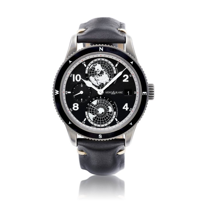 Montblanc 1858 Geosphere, Reference MB128257 | A limited edition distressed stainless steel world time wristwatch with date, 24 hour and day and night indication, Circa 2021 | 萬寶龍 1858 Geosphere 型號MB128257 | 限量版精鋼世界時間腕錶，備日期顯示、24小時及晝夜顯示，約2021年製 · MB128257