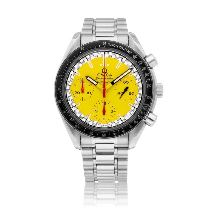 Omega Speedmaster Schumacher Racing Reduced, Reference 3510 | A stainless steel chronograph wristwatch with bracelet, Circa 1996 | 歐米茄 超霸系列 | Schumacher Racing Reduced 型號3510 | 精鋼計時鏈帶腕錶，約1996年製