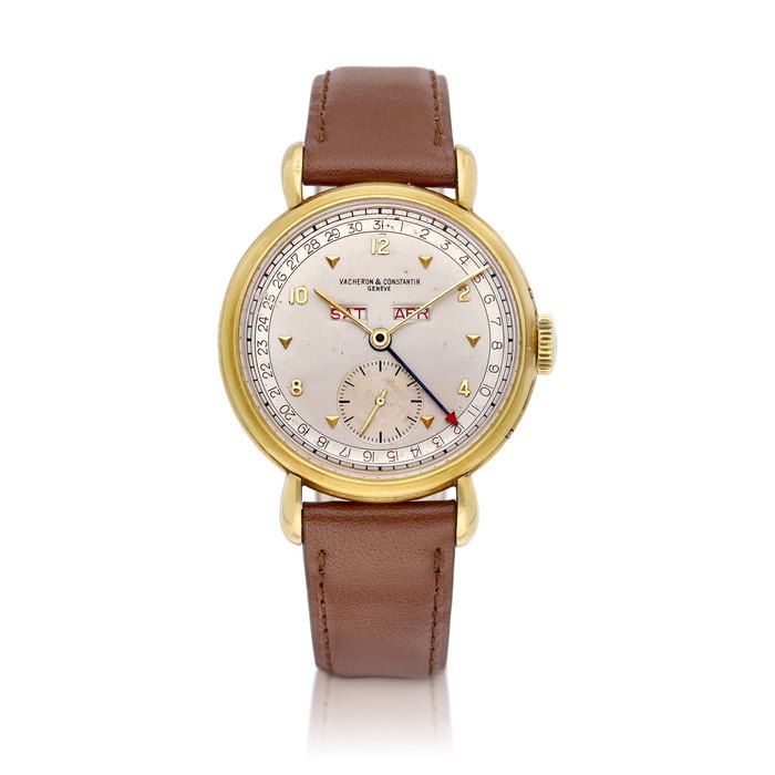 Vacheron Constantin Reference 4240 | A yellow gold triple calendar wristwatch with day and date, Circa 1950 | 江詩丹頓 型號4240 | 黃金全日曆腕錶，備日期及星期顯示，約1950年製 · 4240