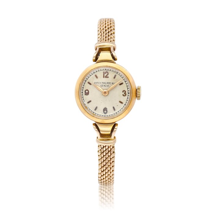 Patek Philippe A pink gold wristwatch with bracelet, Circa 1940 | 百達翡麗 粉紅金鏈帶腕錶，約1940年製