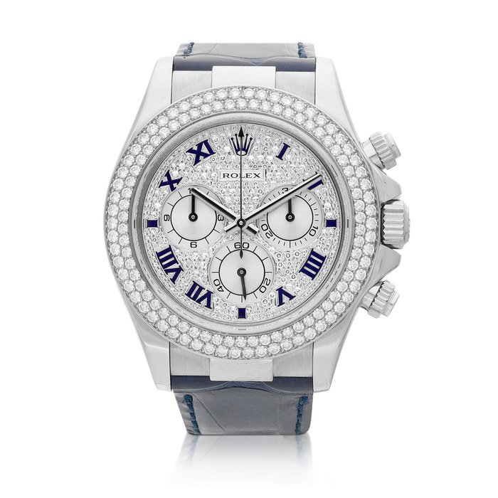 Rolex Cosmograph Daytona, Reference 116589 | A white gold and diamond-set chronograph wristwatch with spare dial, Circa 2006 | 勞力士 | Cosmograph Daytona 型號116589 | 白金鑲鑽石計時腕錶，附備用錶盤，約2006年製 · 116589