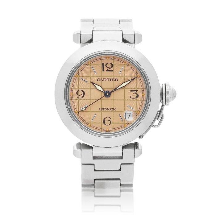Cartier Pasha, Reference 2324 | A stainless steel wristwatch with date and bracelet, Circa 2000 | 卡地亞 | Pasha 型號2324 | 精鋼鏈帶腕錶，備日期顯示，約2000年製 · 2324