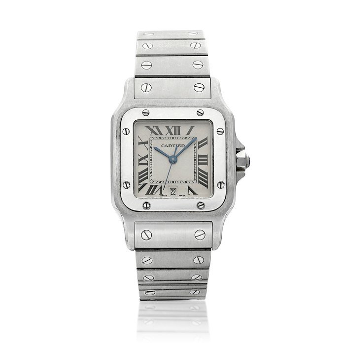 Cartier Santos, Reference 1564 | A stainless steel wristwatch with date and bracelet, Circa 2000 | 卡地亞 | Santos 型號1564 | 精鋼鏈帶腕錶，備日期顯示，約2000年製 · 1564