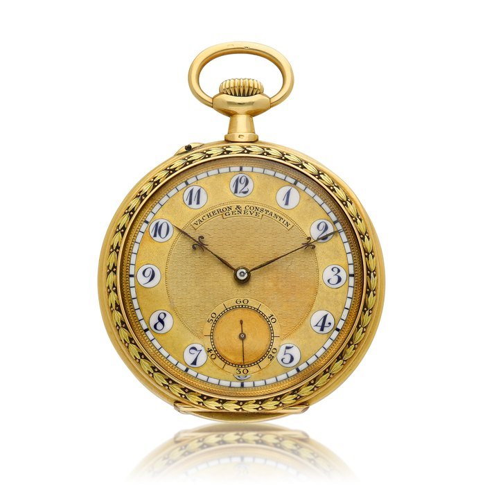Vacheron Constantin A yellow gold open face keyless watch with enamel indexes dial, Circa 1900 | 江詩丹頓 | 黃金懷錶，備琺瑯時標錶盤，約1900年製