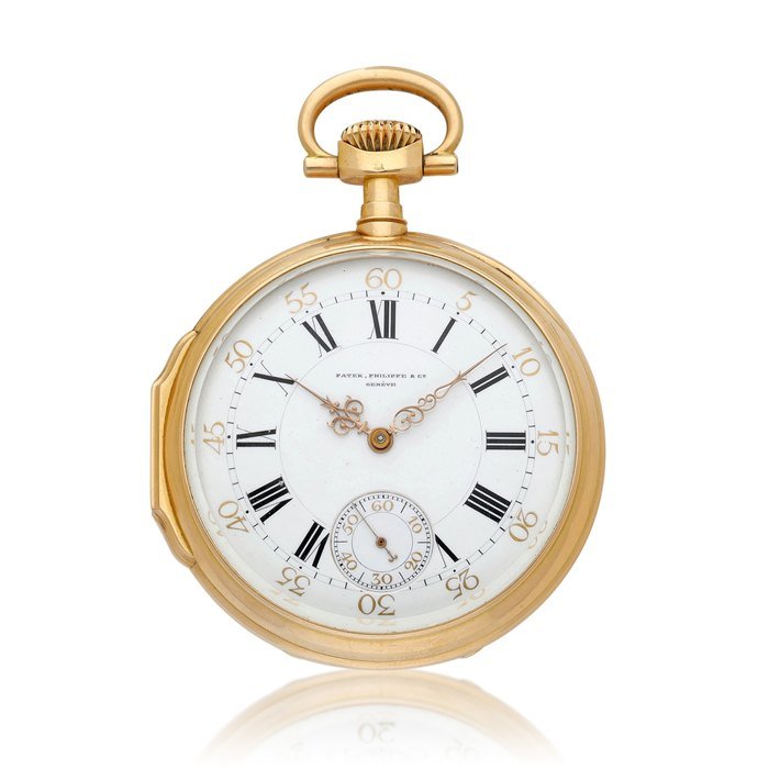 Patek Philippe A pink gold open face keyless watch with enamel dial, Circa 1893 | 百達翡麗 | 粉紅金懷錶，備琺瑯錶盤，約1893年製