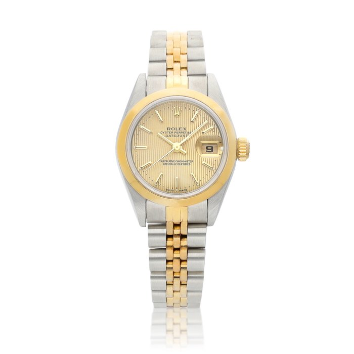 Rolex DateJust, Reference 79163 | A yellow gold and stainless steel wristwatch with date and bracelet, Circa 2000 | 勞力士 | DateJust 型號79163 | 黃金及精鋼鏈帶腕錶，備日期顯示，約2000年製 · 79163