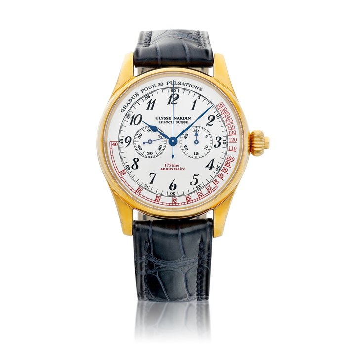 Ulysse Nardin Le Locle Suisse, Reference 386-22 | A limited edition pink gold single button chronograph wristwatch, Made to commemorate Ulysse Nardin's 175th birthday, Circa 1998 | 雅典 | Le Locle Suisse 型號386-22 | 限量版粉紅金單按鈕計時腕錶，為慶祝雅典175週年而製，約1998年製