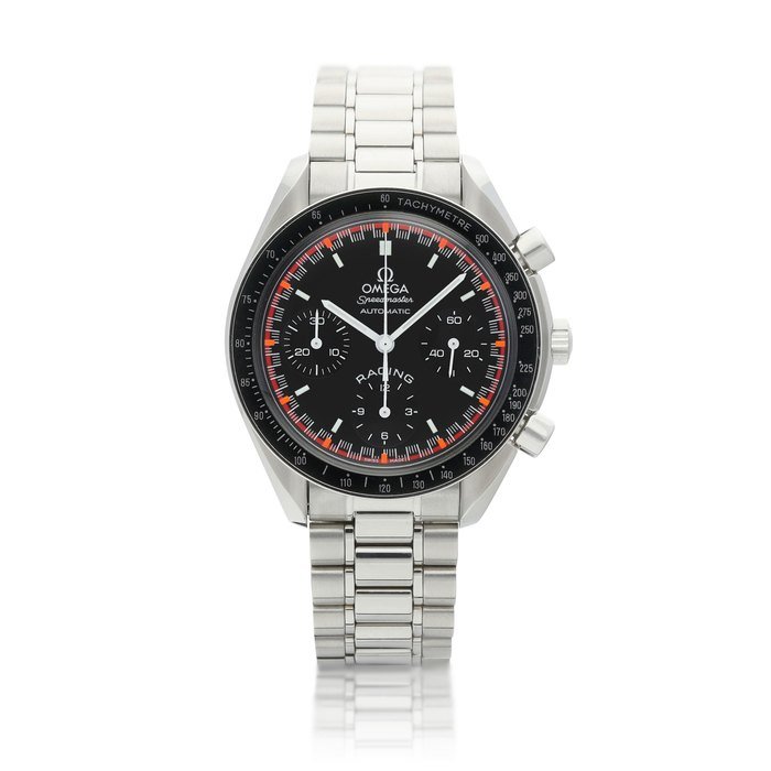 Omega Speedmaster Racing Michael Schumacher World Champion 2000, Reference 3518.50 | A limited edition stainless steel chronograph wristwatch with bracelet, Circa 2000 | 歐米茄 | 超霸系列 Racing Michael Schumacher World Champion 2000 型號3518.50 | 限量版精鋼計時鏈帶腕錶，約2000年製