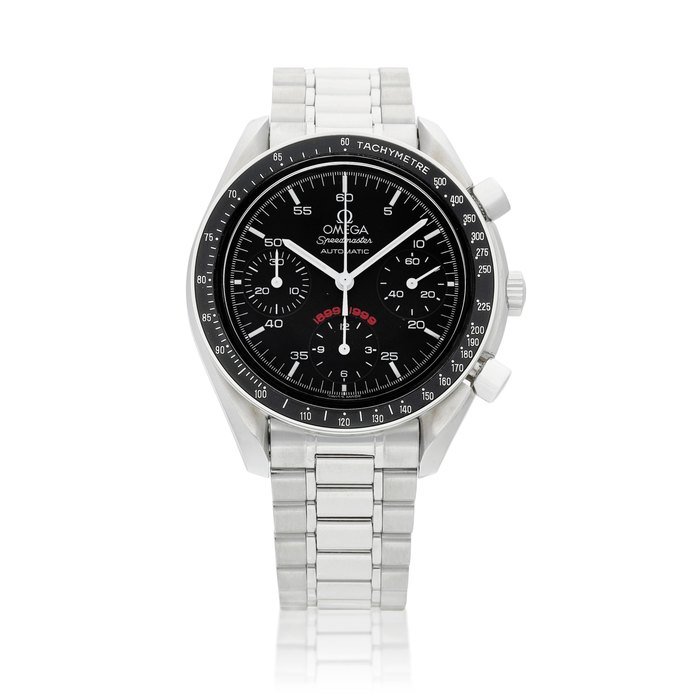 Omega Speedmaster AC-Milan Reduced, Reference 3810.51.41 | A limited edition stainless steel chronograph wristwatch with bracelet, Circa 1999 | 歐米茄 | 超霸系列 AC-Milan Reduced 型號3810.51.41 | 限量版精鋼計時鏈帶腕錶，約1999年製