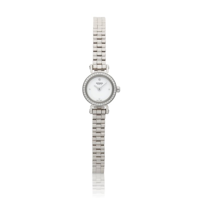 Hermès Reference FG1.191 | A white gold and diamond-set bracelet watch, Circa 2010 | 愛馬仕 | 型號FG1.191 | 白金鑲鑽石鏈帶腕錶，約2010年製 · FG1.191