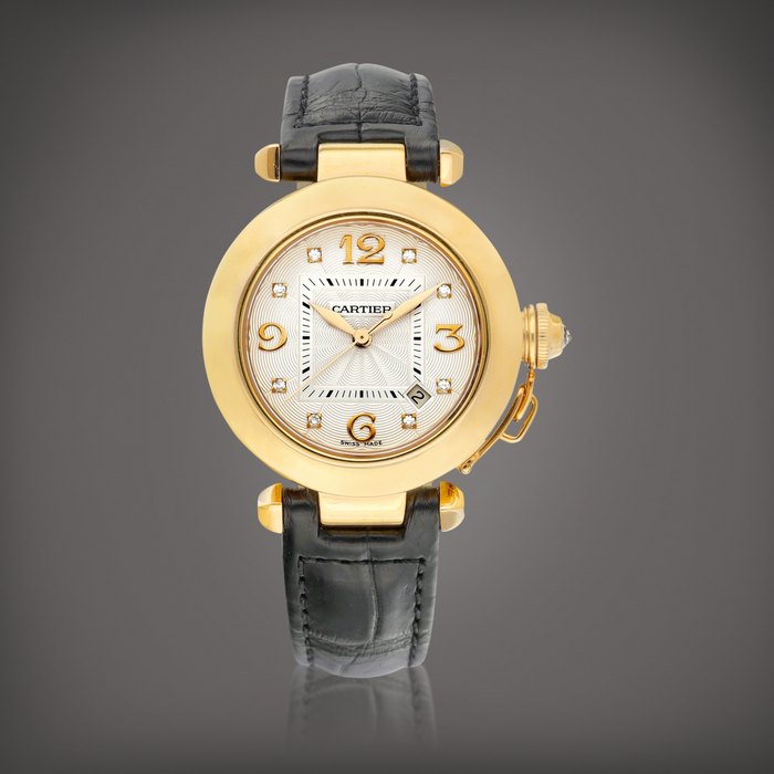 Cartier Pasha, Reference 2693 | A pink gold and diamond-set wristwatch with date, Circa 2000 |卡地亞 | Pasha 型號 2963 | 粉紅金鑲鑽石腕錶，備日期顯示，約2000年製 · 2693