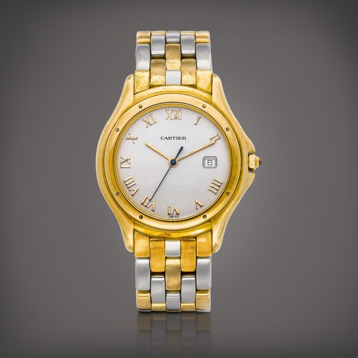 Cartier Cougar, Reference 887904C | A yellow gold and stainless steel wristwatch with date and bracelet, Circa 1995 | 卡地亞 | Cougar 型號887904C | 黃金及精鋼鏈帶腕錶，備日期顯示，約1995年製 · 887904C