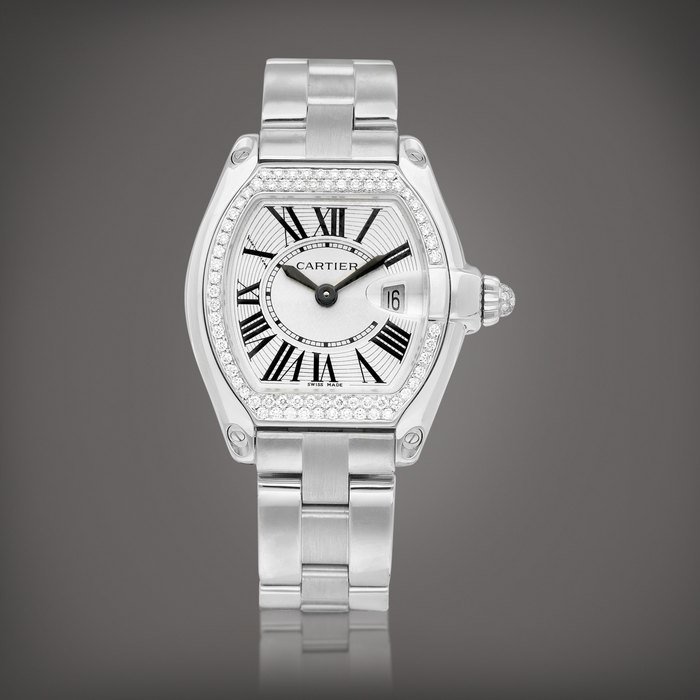 Cartier Roadster, Reference 2723 |   A white gold and diamond-set wristwatch with date and bracelet, Circa 2010 |   卡地亞 |  Roadster 型號2723 |  白金鑲鑽石鏈帶腕錶，備日期顯示，約2010年製 · 2723