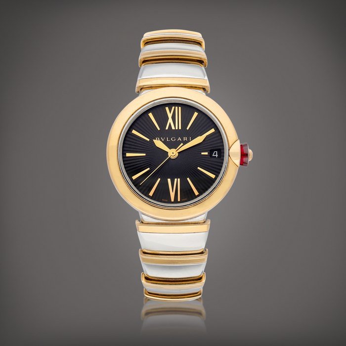 Bulgari Lvcea, Reference LUP 33 SG |  A pink gold and stainless steel bracelet watch with date, Circa 2005  |  寶格麗 |  Lvcea 型號LUP 33 SG |  粉紅金及精鋼鏈帶腕錶，備日期顯示，約2005年製 · LUP