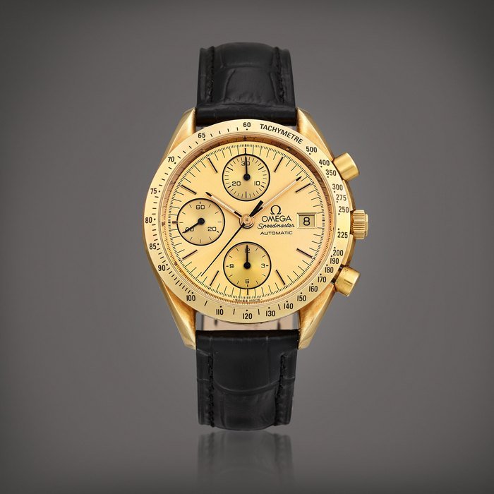 Omega Speedmaster, Reference 3111.1  | A yellow gold chronograph wristwatch with date, Circa 1993 |  歐米茄 |  超霸系列 型號3111.1 |  黃金計時腕錶，備日期顯示，約1993年製