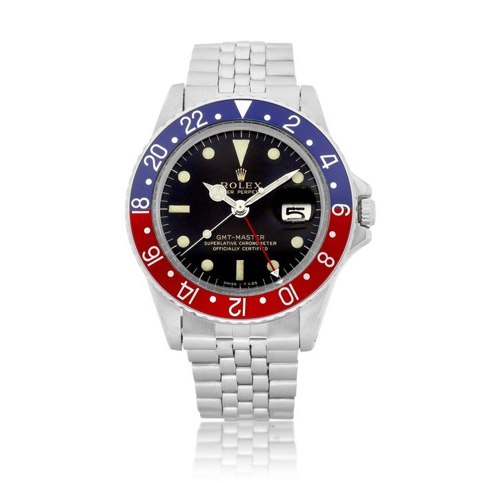 Rolex GMT-Master, Reference 1675 | A stainless steel dual time zone wristwatch with date and bracelet, Circa 1966 | 勞力士 | GMT-Master 型號1675 | 精鋼兩地時間鏈帶腕錶，備日期顯示，約1966年製 · 1675