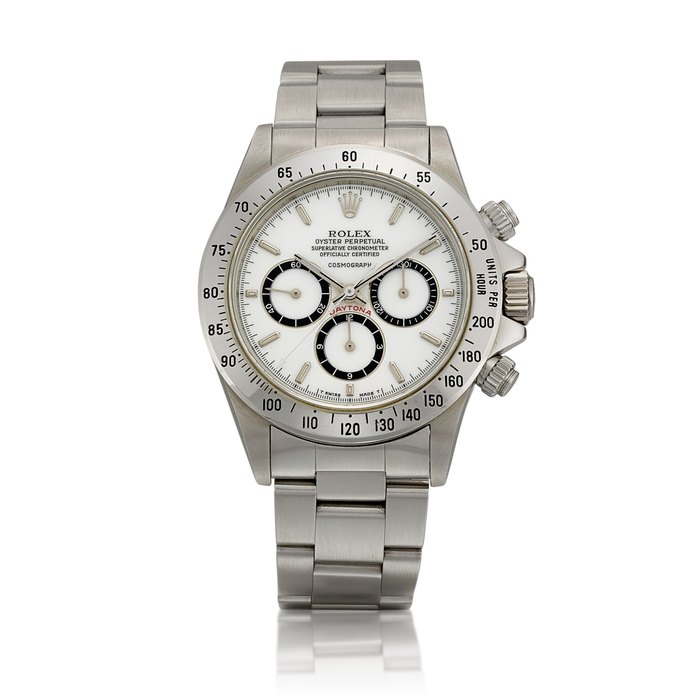 Rolex Cosmograph Daytona, Reference 16520 | A stainless steel chronograph wristwatch with porcelain dial, suspended logo and bracelet, Circa 1989 | 勞力士 | Cosmograph Daytona, 型號16520 |  精鋼計時鏈帶腕錶，備 porcelain 錶盤及懸浮標誌，約1989年製 · 16520