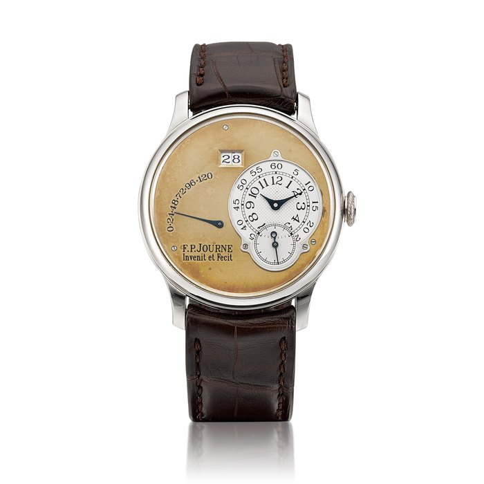 F.P. Journe Octa Réserve de Marche | An early platinum wristwatch with date, power reserve indication and brass movement, Circa 2002 |  F.P. Journe |  Octa Réserve de Marche | 早期鉑金腕錶，備日期、動力儲備顯示及銅製機芯，約2002年製