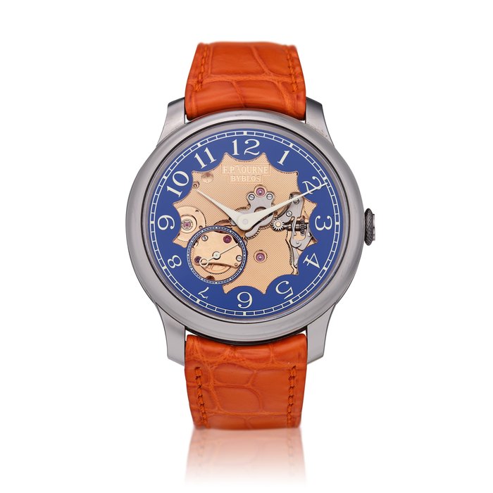F.P. Journe Chronometre Bleu Byblos | A limited edition tantalum semi-skeletonised wristwatch, Circa 2014 | F.P. Journe | Chronometre Bleu Byblos | 限量版鉭金屬半鏤空腕錶，約2014年製