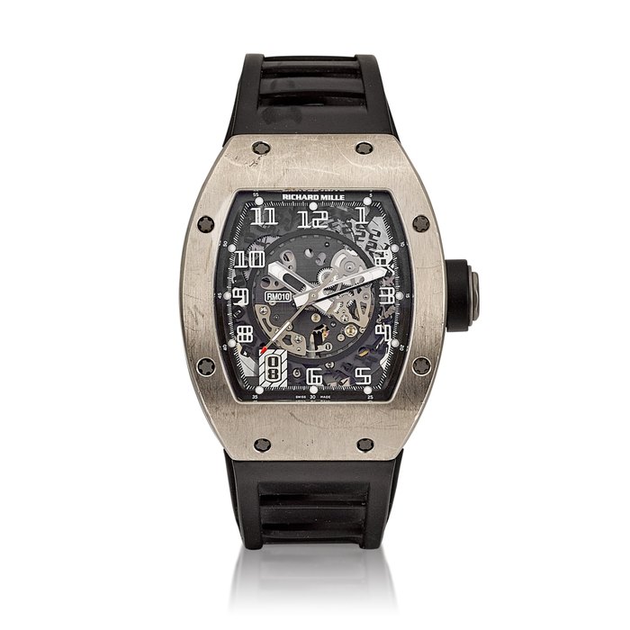 Richard Mille Reference RM010 | A white gold semi-skeletonised wristwatch with date, Circa 2013 | Richard Mille | Richard Mille |  型號RM010 | 白金半鏤空腕錶，備日期顯示，約2013年製 · RM010
