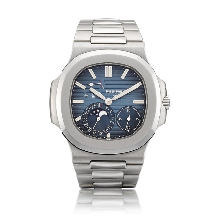 Patek Philippe Nautilus, Reference 5712 | A stainless steel bracelet watch with date, moon phases and power reserve indication, Circa 2010 | 百達翡麗 | Nautilus 型號5712 |  精鋼鏈帶腕錶，備日期、月相及動力儲備顯示，約2010年製 · 5712