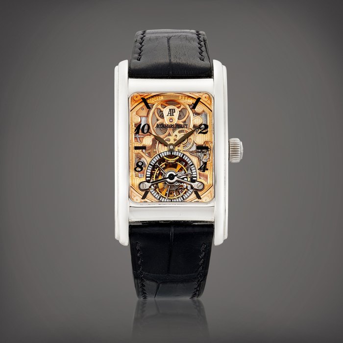 Audemars Piguet Edward Piguet, Reference 25947PT.OO.D002CR.01 | A platinum skeletonised tourbillon wristwatch, Circa 2004 | 愛彼 | Edward Piguet 型號25947PT.OO.D002CR.01 | 鉑金鏤空陀飛輪腕錶，約2004年製 · 25947PT.OO.D002CR.01